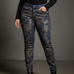 [[Chico's]] Blue Jeggings with Gold Print Accents